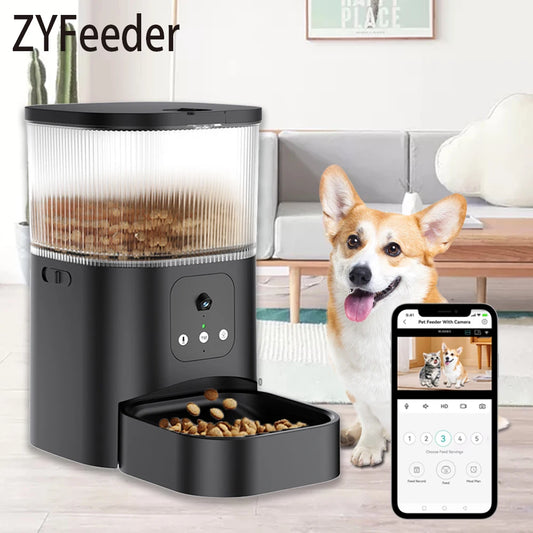 Automatic Pet Feeder Cat Smart Feeding Machine Dog Food Dispenser with Wifi Camera Button Voice Timing Quantitative Slow Foodr