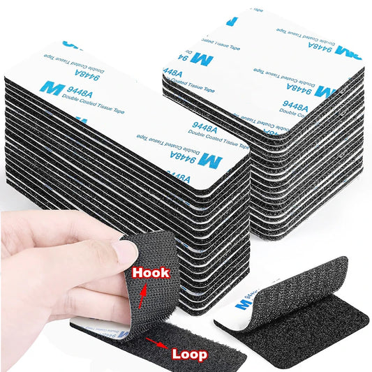10Pcs Strong Self-Adhesive Hook and Loop Fastener Tape Rectangle Nylon Sticker Adhesive Tape with Strong Glue for DIY Craft